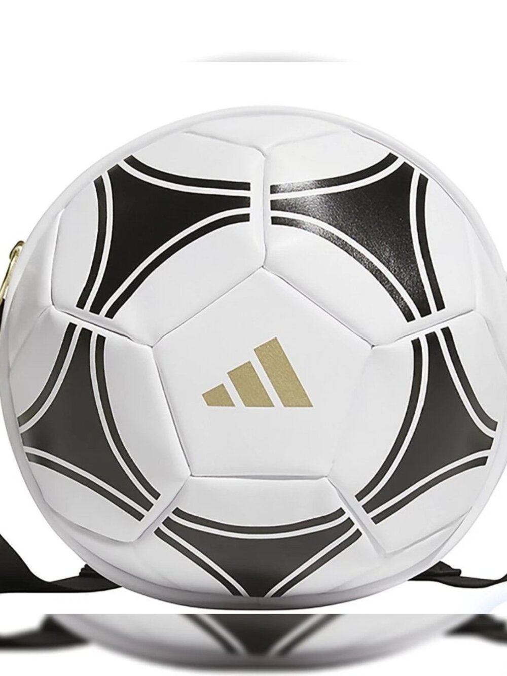 ADIDAS SOCCER BALL CROSSBODY BAG WOMEN'S ADJUSTABLE STRAP WHITE/BLACK/GOLD METAL